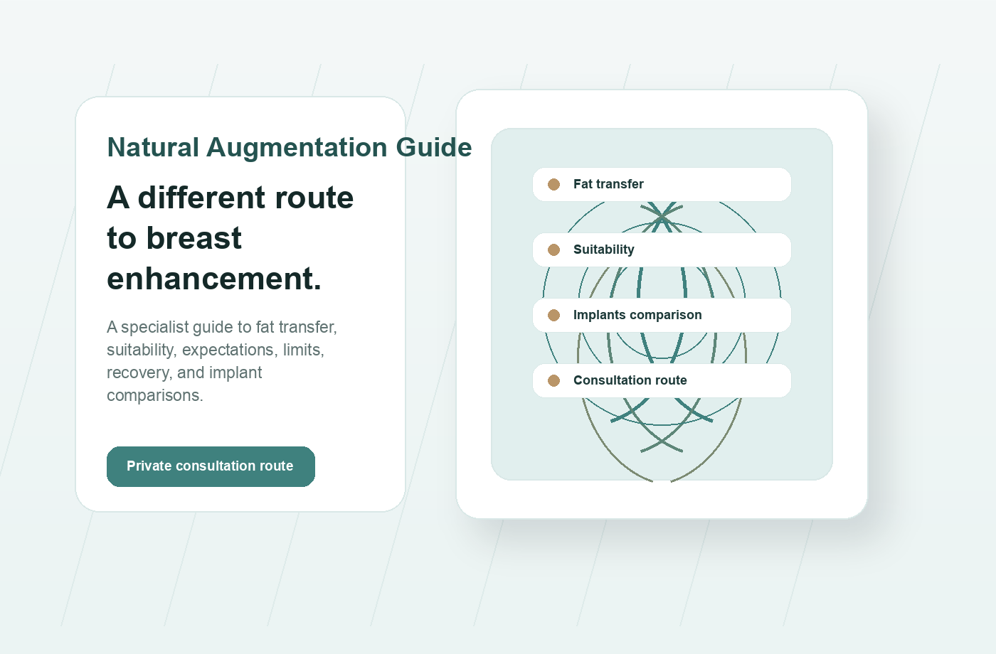 Professional abstract consultation graphic for Fat Transfer Breast Augmentation